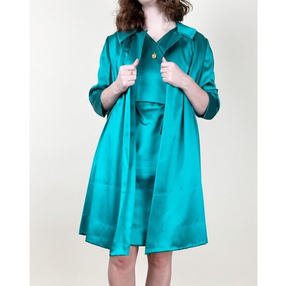 Vintage Matching Mini Dress Overcoat Jacket Coat Coordinating Set Preppy 60s 70s - Picture 3 of 8